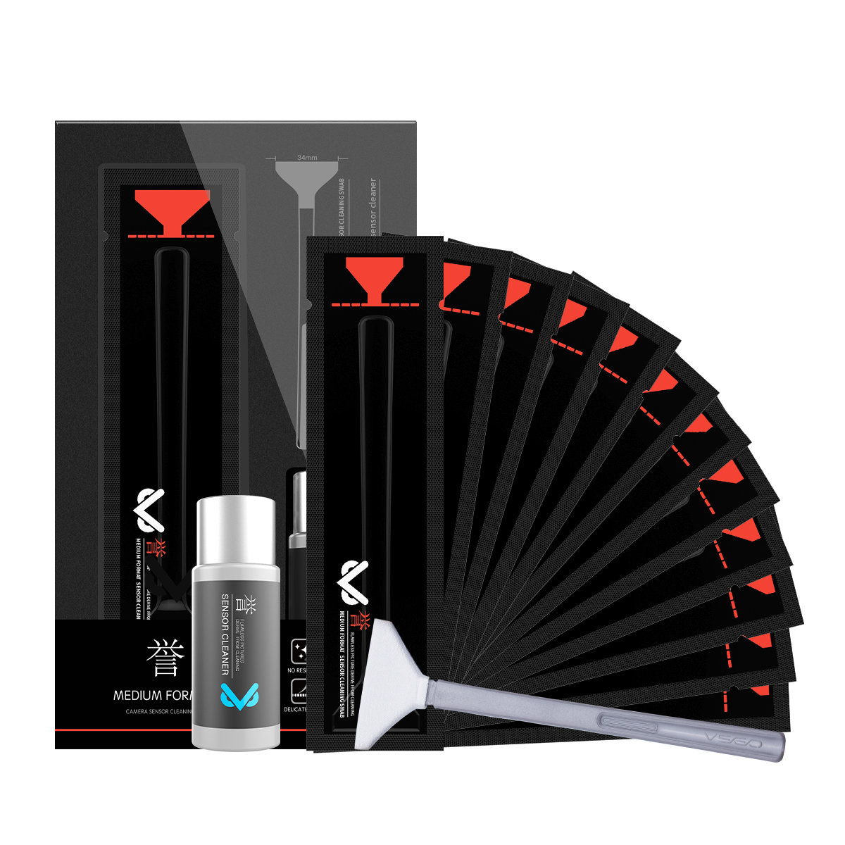 VSGO Mittelformat Sensortupfer mit Reinigungsflüssigkeit VS-S04E VSGO Mittelformat Sensortupfer mit Reinigungsflüssigkeit VS-S04E